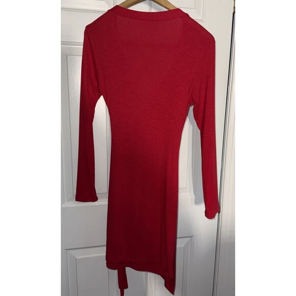 Natasha Sweater Wrap Red Dress - Large - Picture 4 of 5
